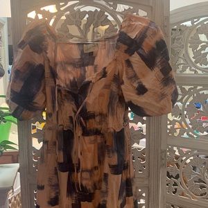 Bohemian style off the shoulder Pink/Blue with side pockets maxi dress. Size XS